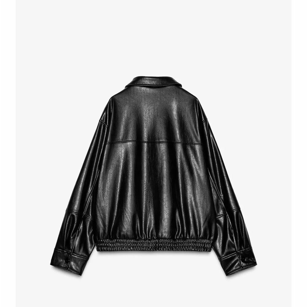 Zara Black Leather Jacket for Women - Picture 3 of 9